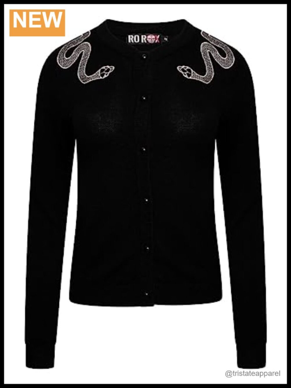Gothic Snake Embroidered Button-Up Cardigan Women's Alternative Knit